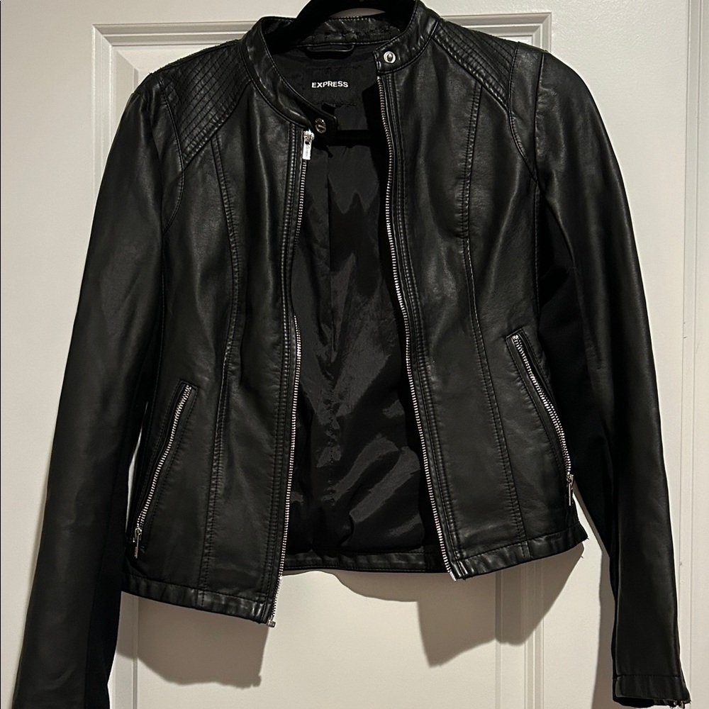 Express Women's Sleek Black  Faux Leather Jacket